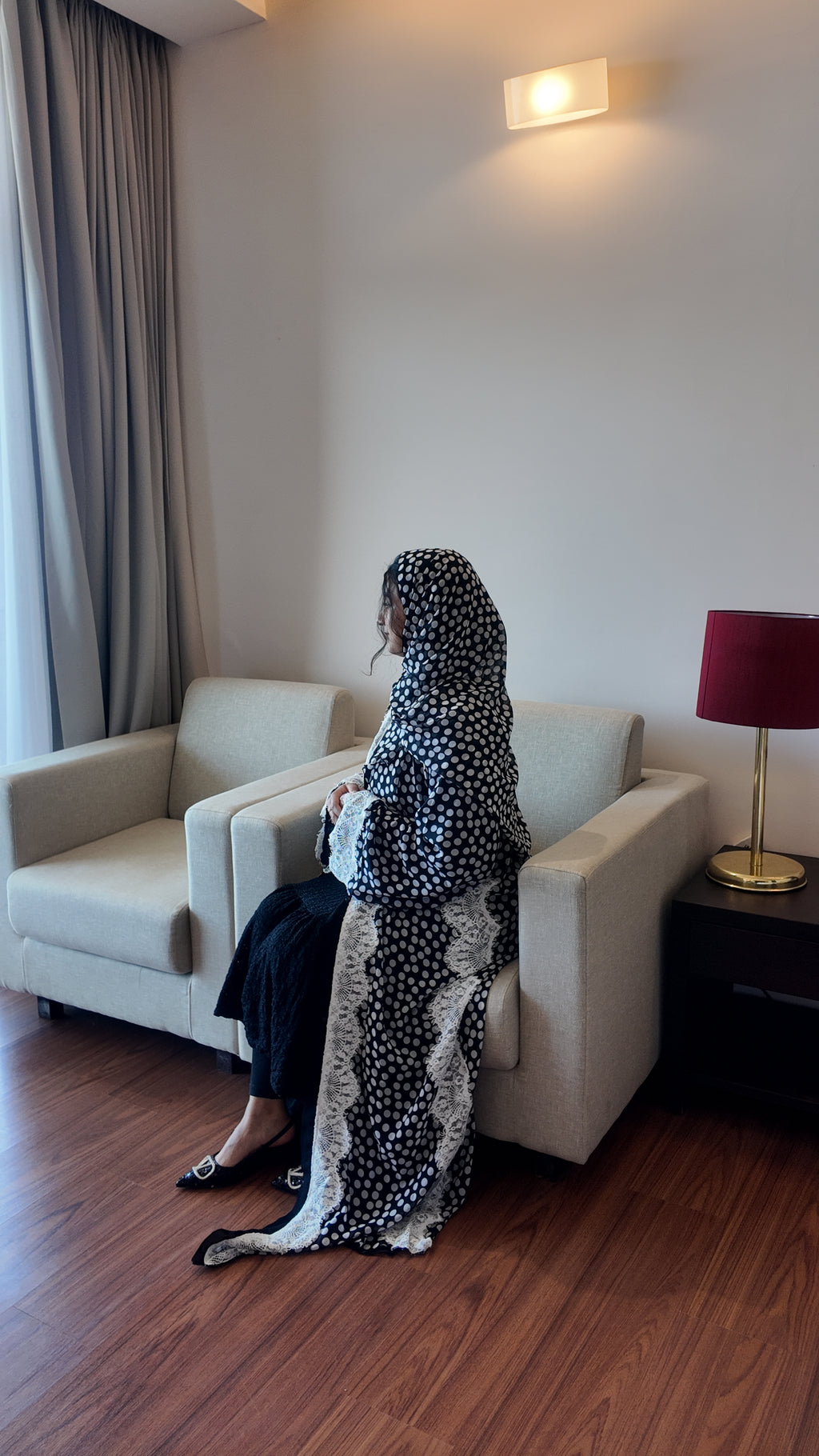 NOOR  Polka Luxe Abaya  by EZZAH