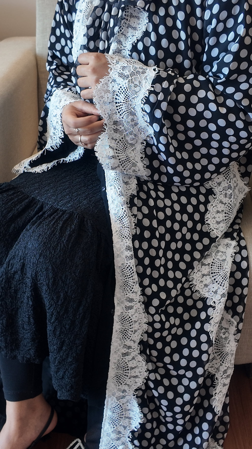 NOOR  Polka Luxe Abaya  by EZZAH