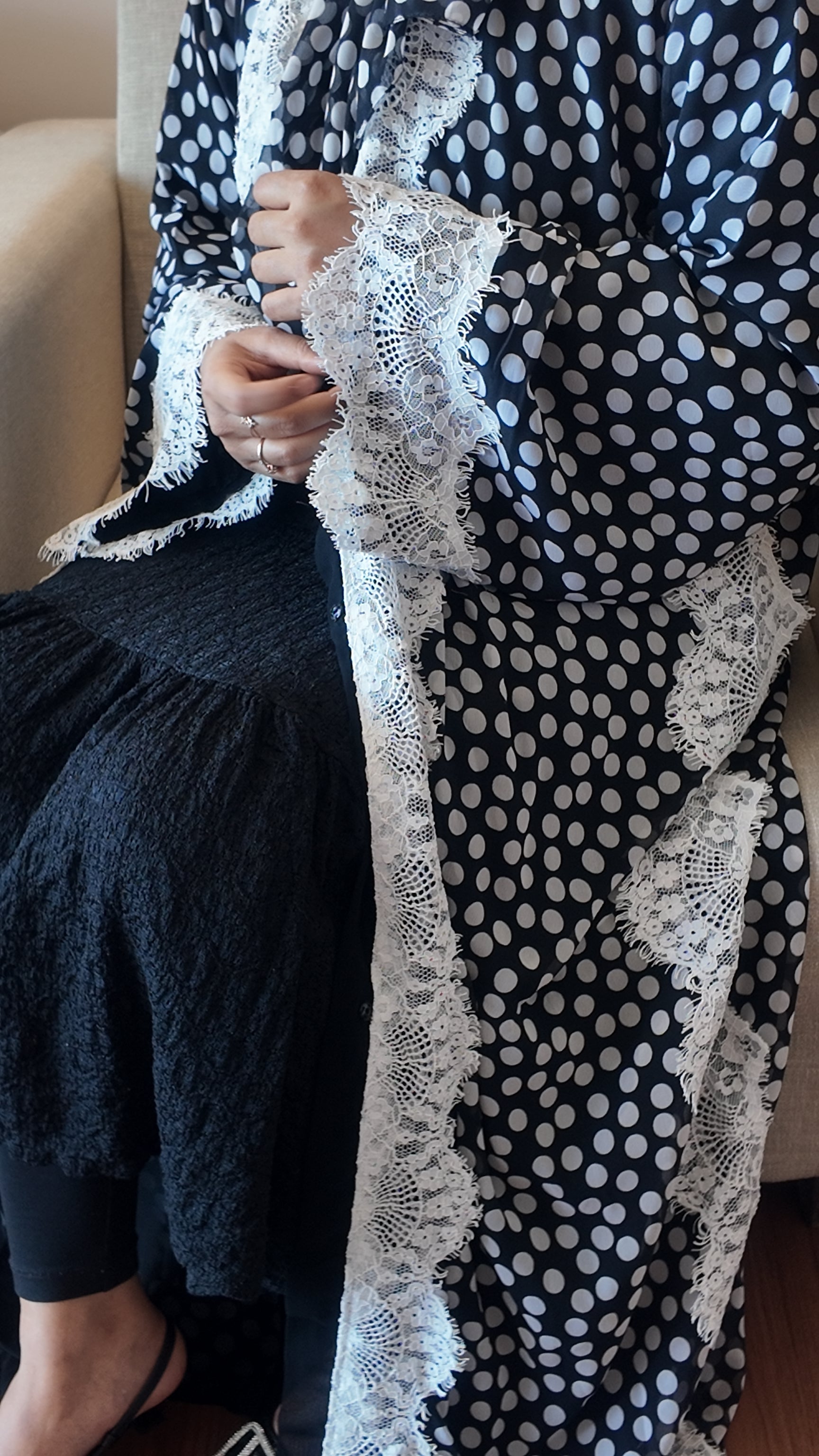 NOOR  Polka Luxe Abaya  by EZZAH